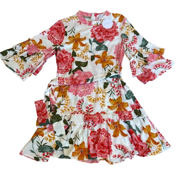 Petal & Pup New Dress Size Medium Peta Floral Print Tiered w/ Tie Rayon NWT - Picture 6 of 16